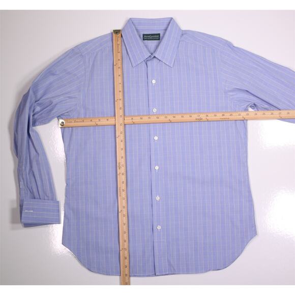 Martin Greenfield Custom Tailored Blue Yellow Plaid FC Dress Shirt (42) 16.5-32 - Picture 4 of 7